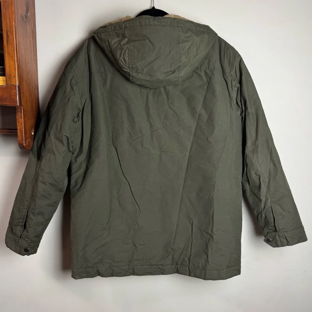 Banana Republic Men’s Parka Jacket Medium Olive Green Hooded Quilted Lined